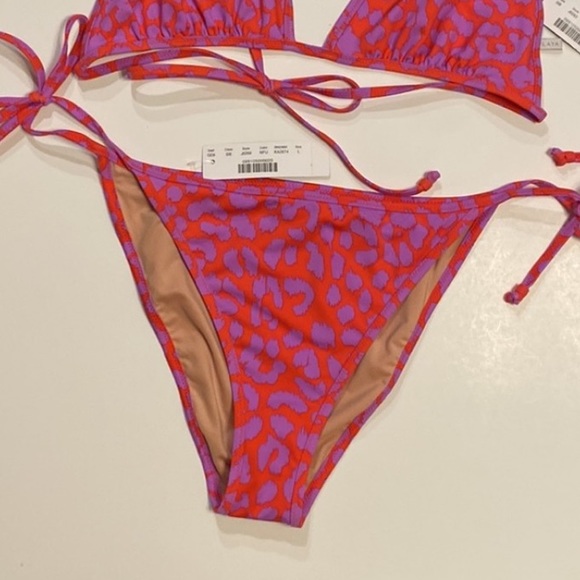 NWT JCrew XL top L bottom cheetah triangle string bikini ties “Playa” - Picture 4 of 10
